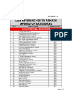 Revised List of Branches Opened On Saturday Annexure A