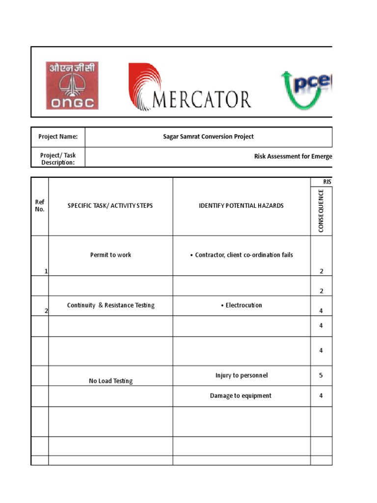 ARA For Emergency Diesel Generator PDF Risk Assessment Personal