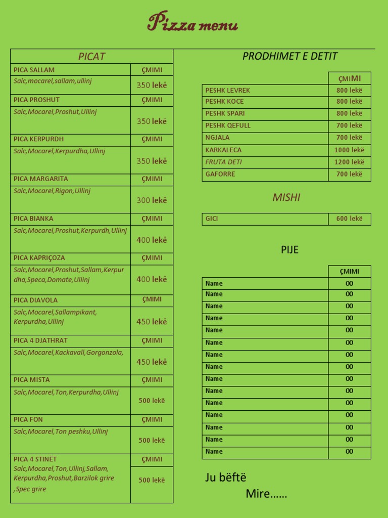Pizza Menu 3 | PDF | Cooking, Food & Wine