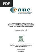 A Practical Guide To Employing An Environmental Manager / Sustainability Officer For Universities and Colleges in Conjunction With