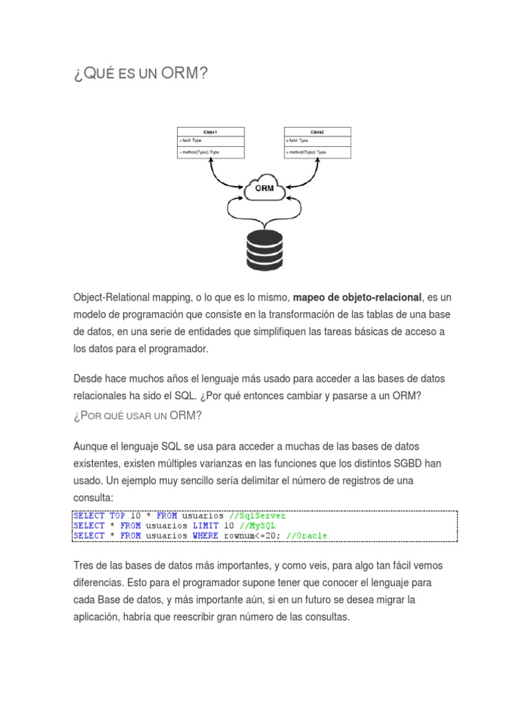 Qué Es Un ORM | PDF | Negocios | Informática