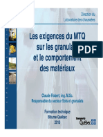 Exigences Du MTQ Sur Les Granulats Et Le Comportement Des Materiaux C. Robert PDF