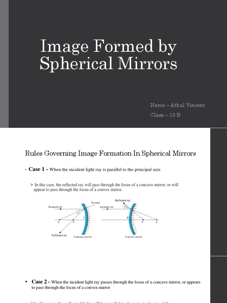 Image Formation in Spherical Mirrors | PDF | Mirror | Lens (Optics)