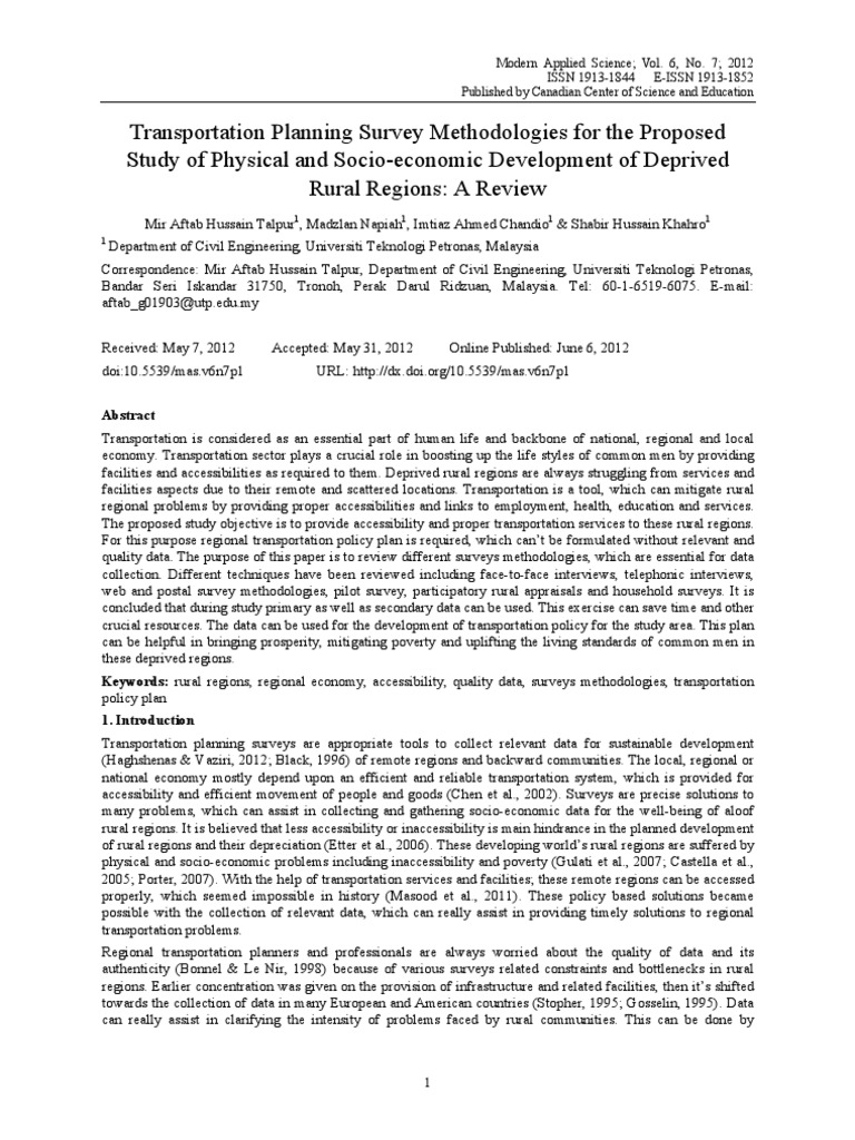 Transportation Planning Survey Methodologies Download Free Pdf