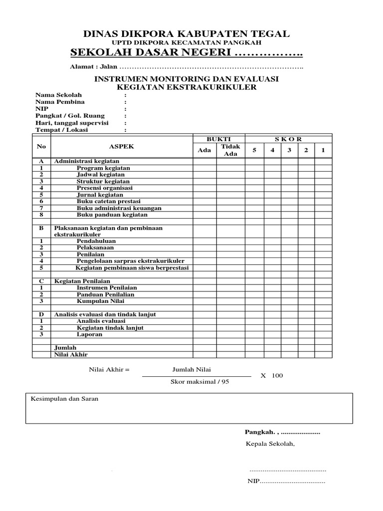 3 5 1instrumen Monitoring Ekstrakurikuler