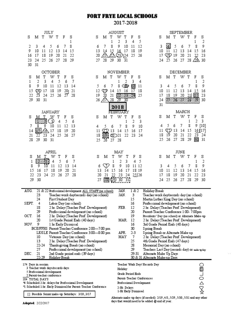Fort Frye Local School Calendar Download Free PDF Observances