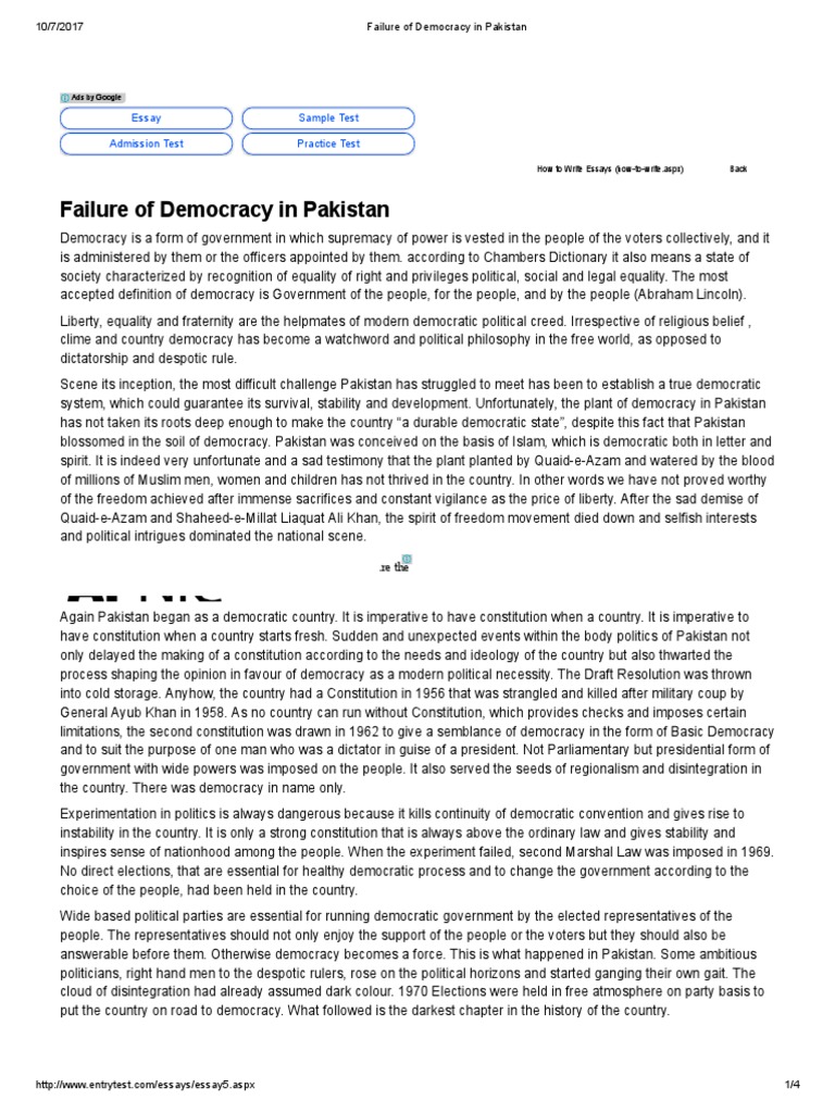 What are the major cause of failure of democracy in pakistan image