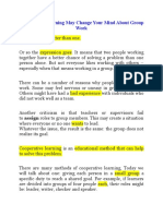 Cooperative Learning May Change Your Mind About Group Work