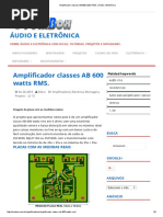 Amplificador Classes AB 600 Watts RMS