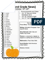 (Second Grade News) : October 16 - 20