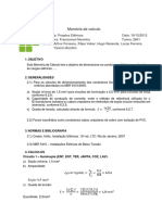 Memória de cálculo de condutores elétricos