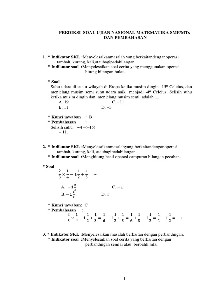 Contoh Soal Soal Cerita Matematika Kelas 6 Tentang Suhu