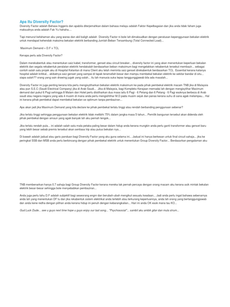 Apa Itu Diversity Factor Pdf