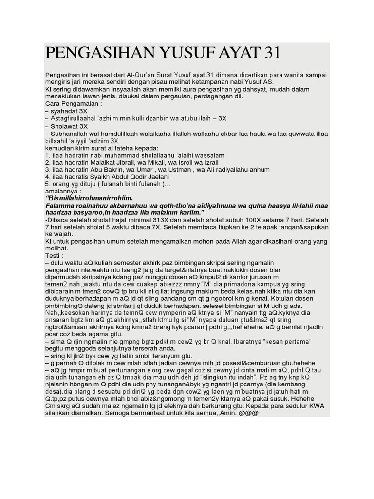 Mahabah Yusuf Ayat 31