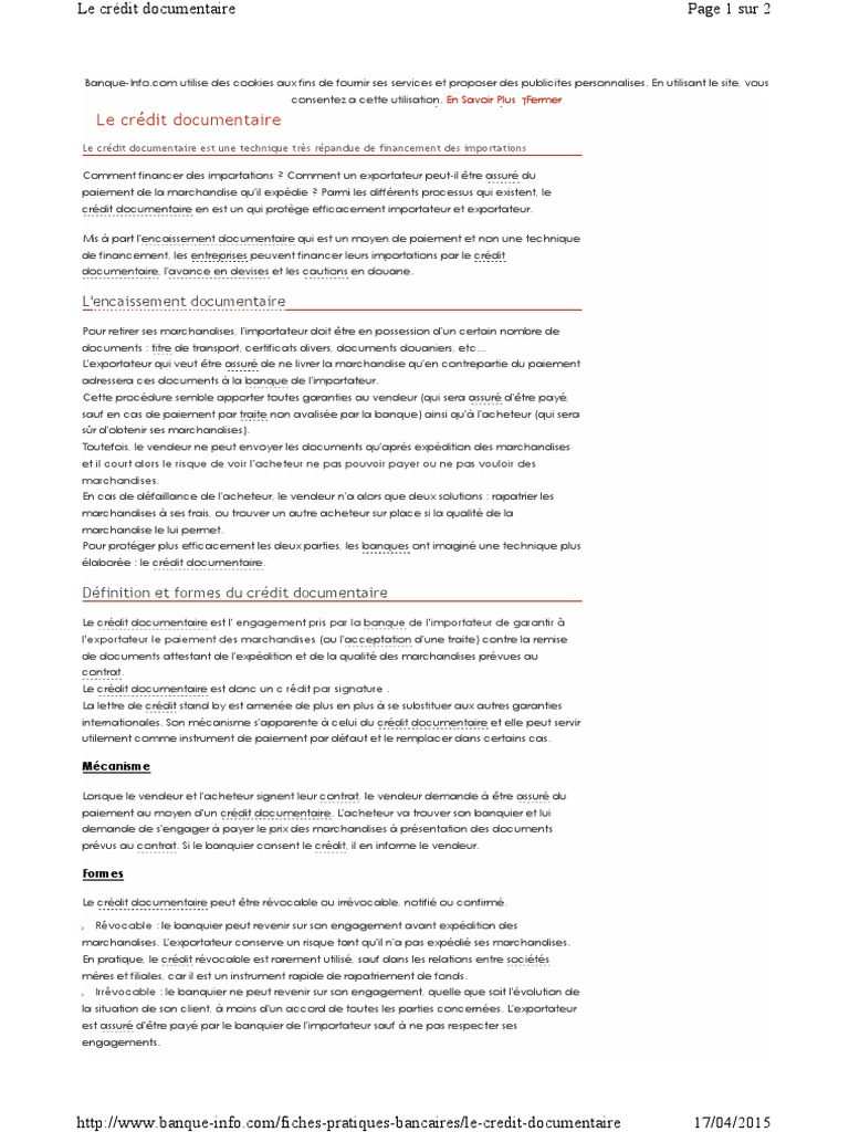 lettre de credit irrevocable et confirmée
