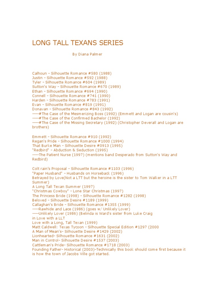 Long Tall Texans Series Overview PDF Violence