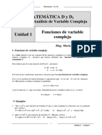 Matemática D y D1: Funciones de variable compleja