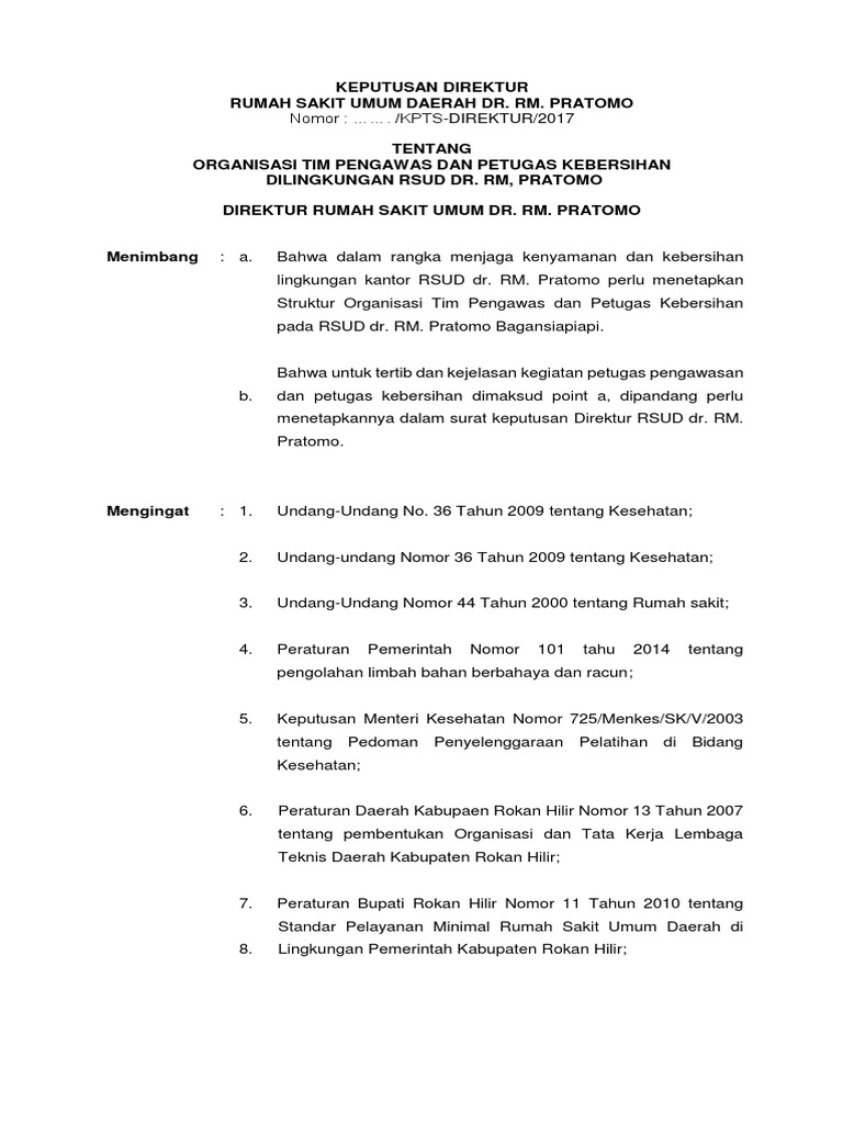 Contoh Surat Keputusan Cleaning Service