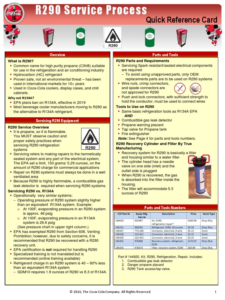 R290 Quick Reference Card - Final-1 | PDF | Propane | Electrical Connector