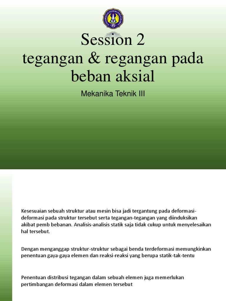 002 Tegangan Dan Regangan Pada Beban Aksial PDF | PDF