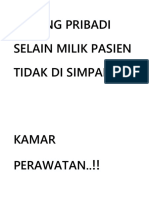 Barang Pribadi Selain Milik Pasien Tidak Di Simpan Di Kamar Perawatan