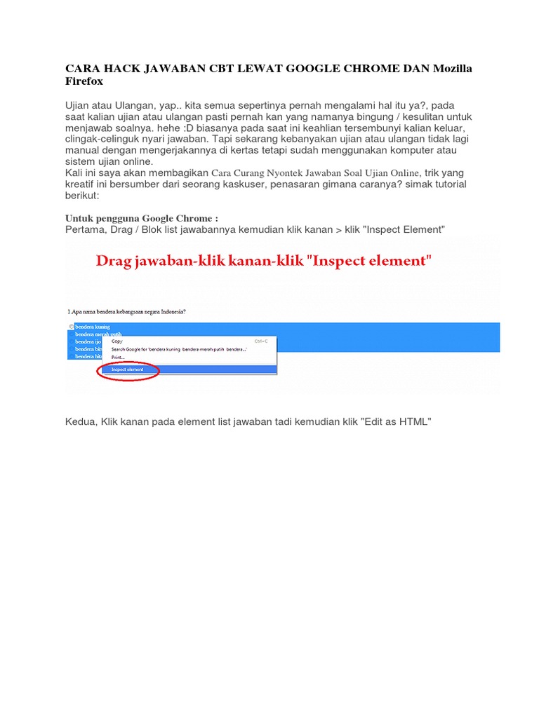 Cara Hack Jawaban Cbt Lewat Google Chrome Dan Mozilla Firefox