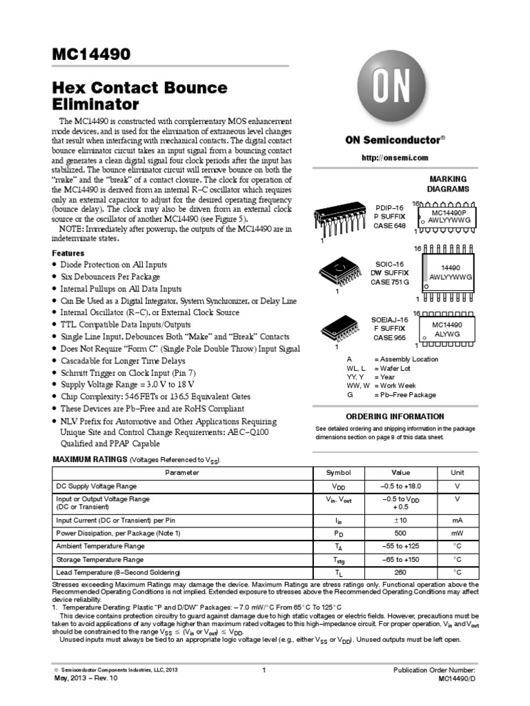 MC14490DWG PDF | PDF | Relay | Electronic Circuits