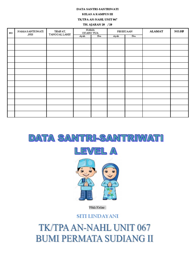 Format Data Nama Santri Santriwati Pdf