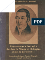Proceso Que Se Le Instruyó A Juan Aldama en Chihuahua en Mayo de 1811