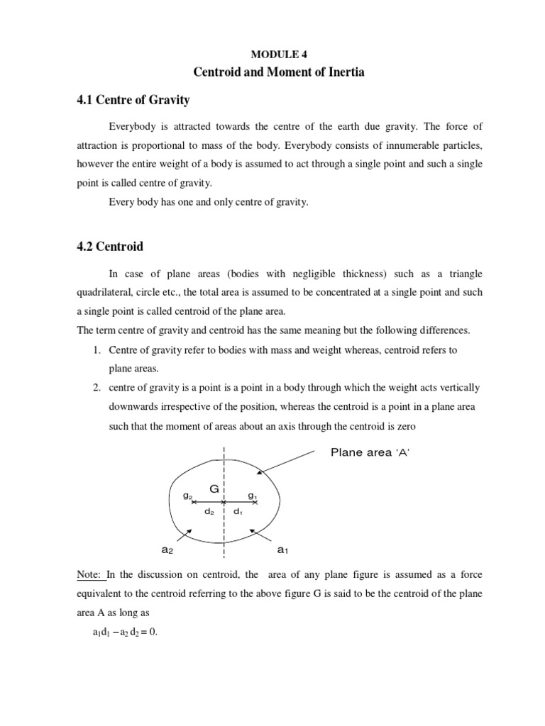 Centroid and Moment of Inertia Basics | PDF | Center Of Mass | Triangle