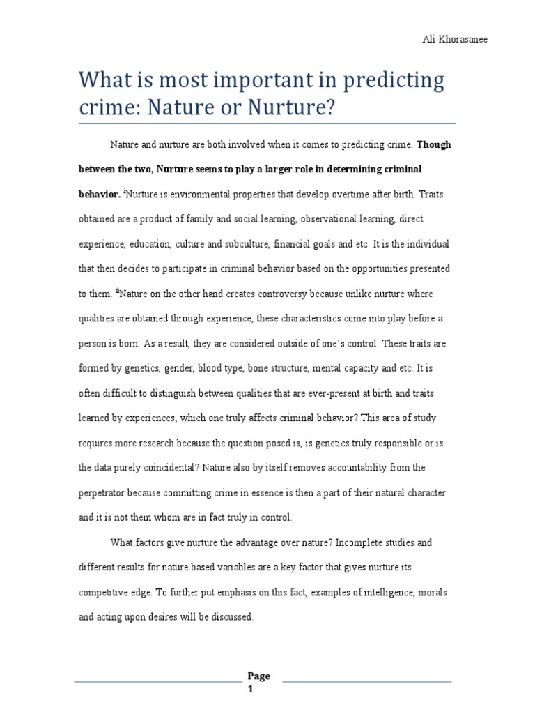 Nature Vs Nurture Criminal Behavior – FETPHA