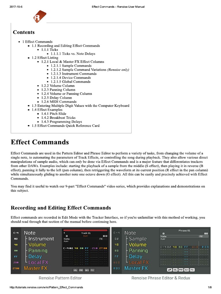 Effect Commands - Renoise User Manual | PDF | Computing | Human ...