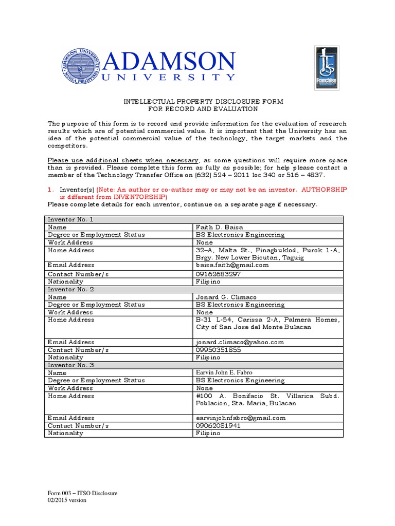 Disclosure Form Template | Download Free PDF | Physical Therapy ...