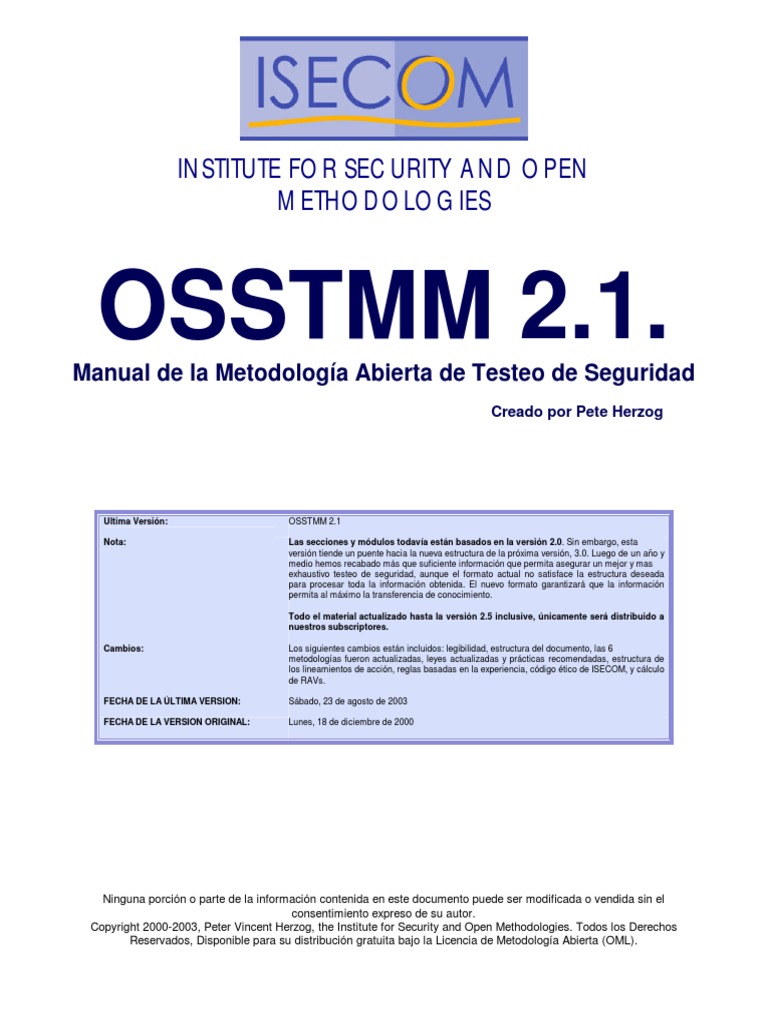 OSSTMM Es 2 1 PDF | PDF