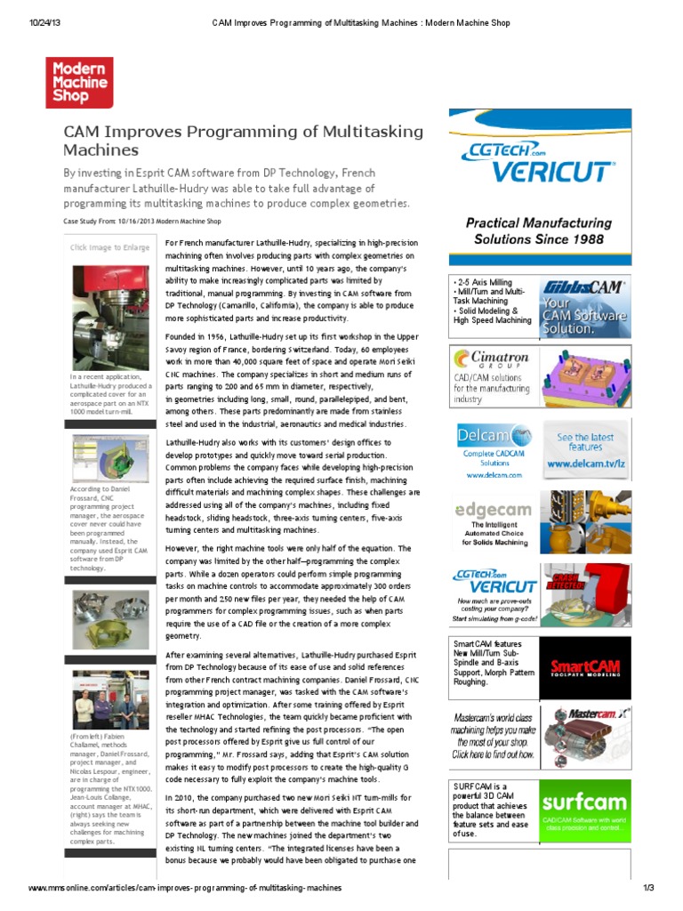 CAM Software Enhances Multitasking Machining | PDF | Machining ...
