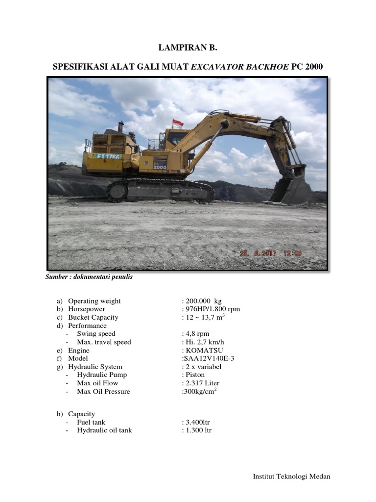 Lampiran B Spesifikasi Alat Gali Muat Pc 00 Pdf
