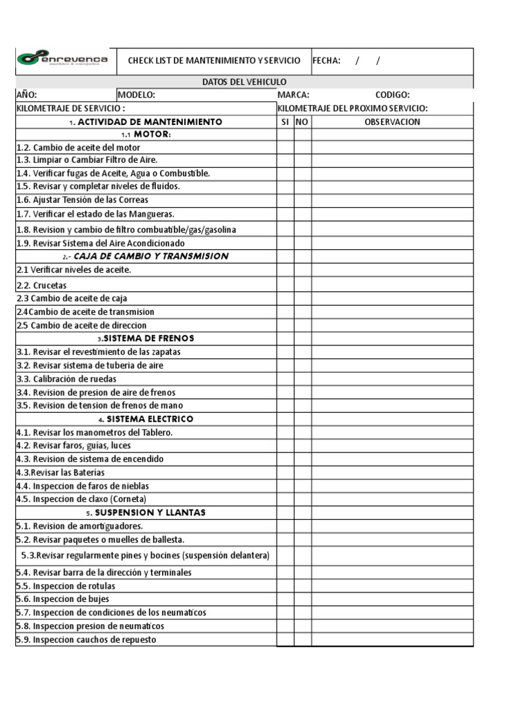 Check List De Revisión Vehicular De Logística PDF, 45% OFF