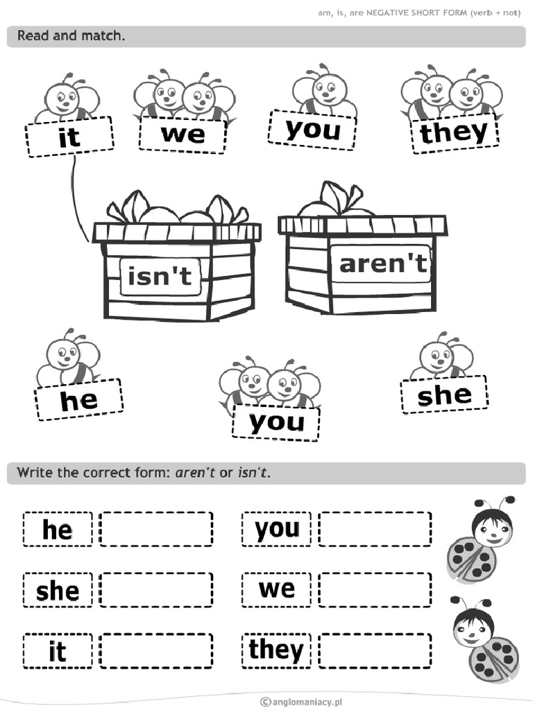Verbs Be Worksheets 4 PDF PDF