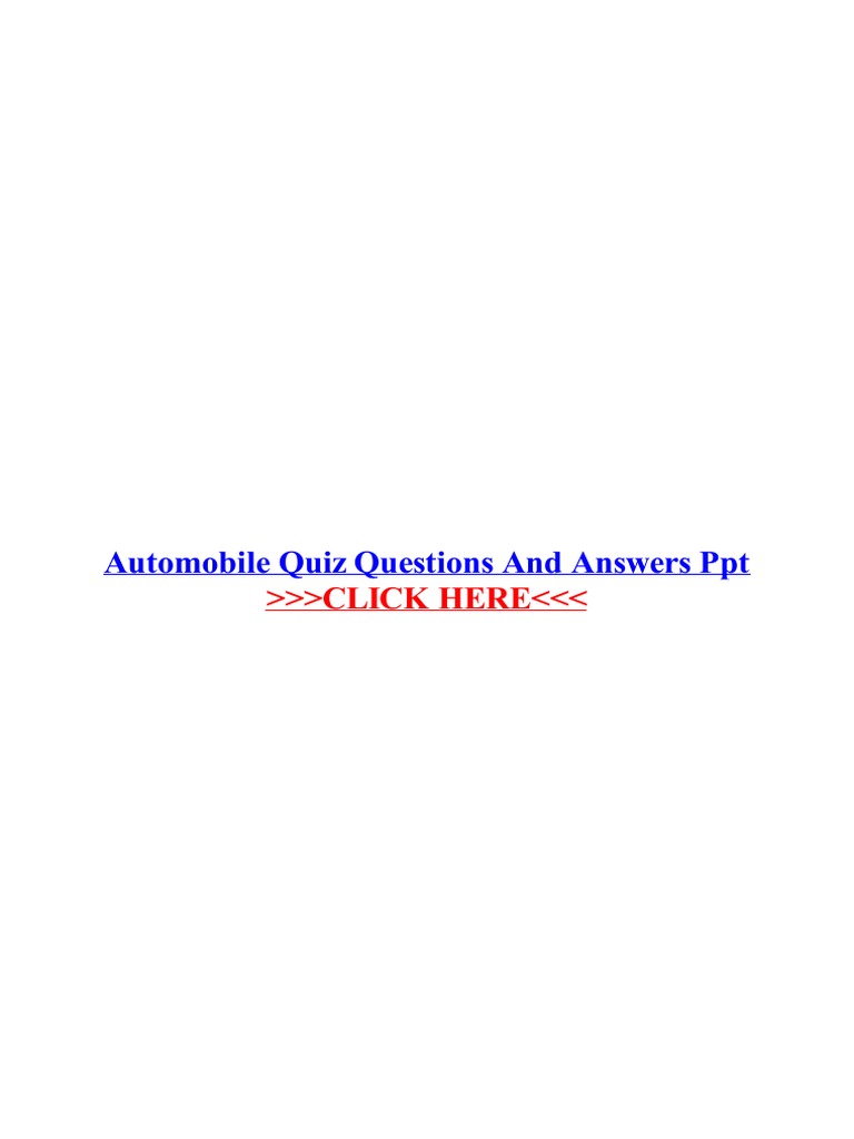 Automobile Quiz Questions and Answers PDF Question Microsoft