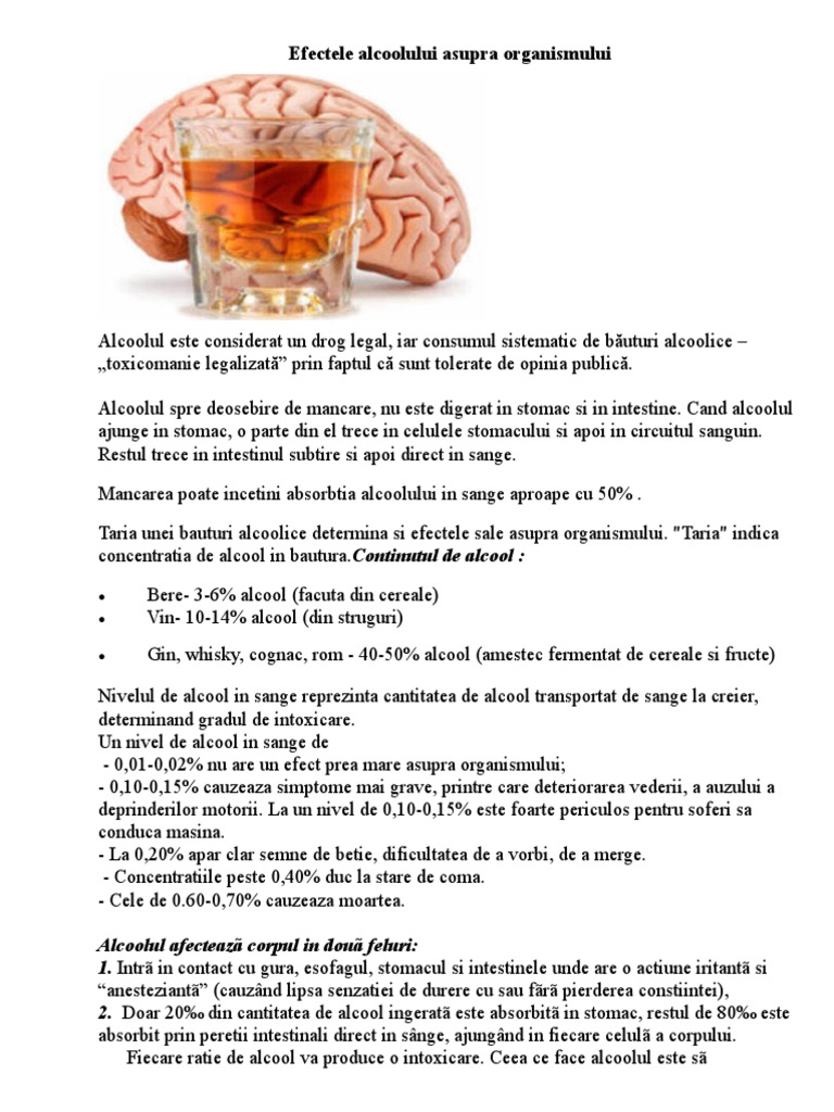 Efectele Alcoolului Asupra Organismului | PDF