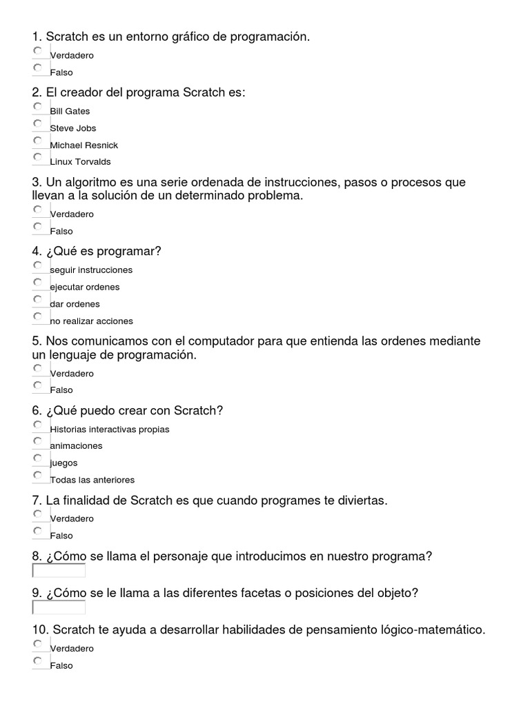 Examen de Programación en Scratch | PDF | Scratch (lenguaje de ...