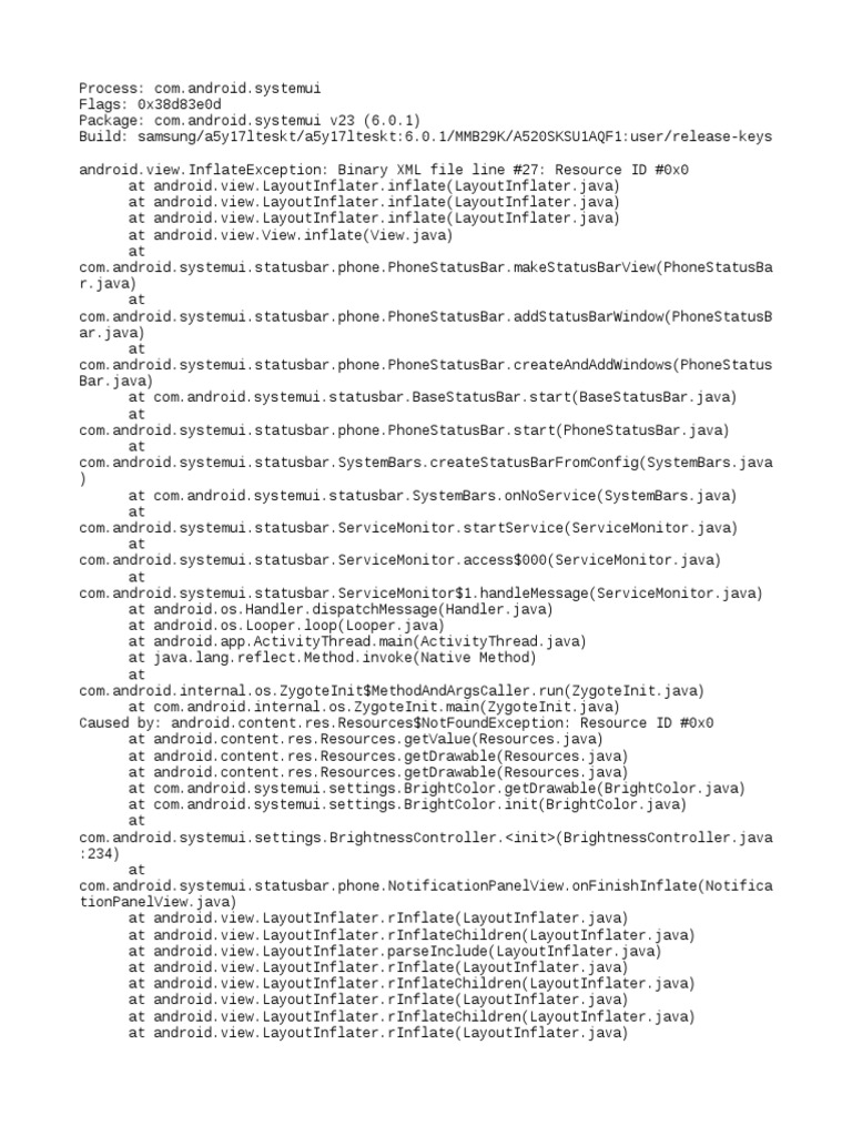 InflateException in Android SystemUI | PDF | Java (Programming Language ...