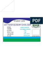 Student card details for Hamza Ramzan