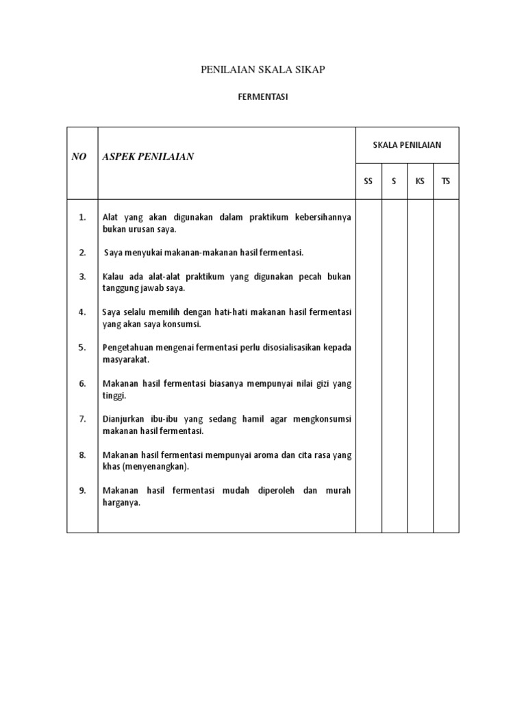 Contoh Penilaian Skala Sikap