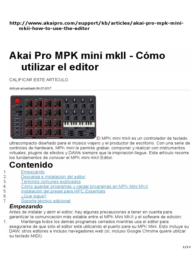 Uso del Editor para Akai MPK Mini MKII | PDF | Archivo de computadora ...