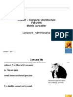 CS6461 - Computer Architecture Fall 2016 Morris Lancaster: Lecture 0 - Administrative