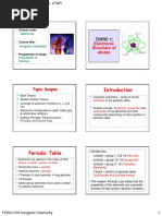 Electronic Structure of Atoms: Topic 1