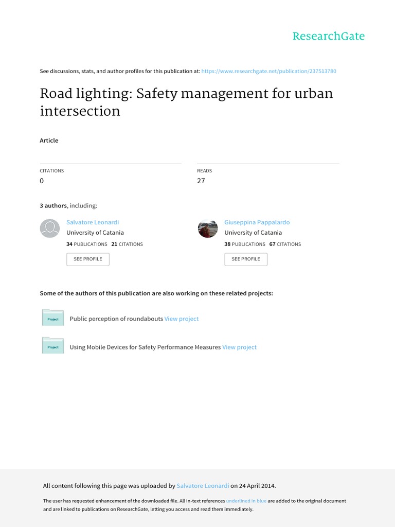 Road Lighting Safety Management For Urban Intersec PDF | PDF | Lighting ...