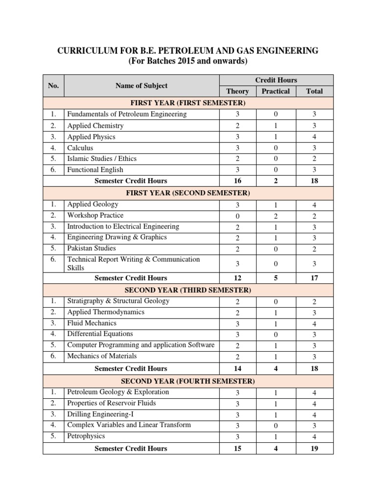 Petroleum Engineering Curriculum Overview | PDF | Engineering ...