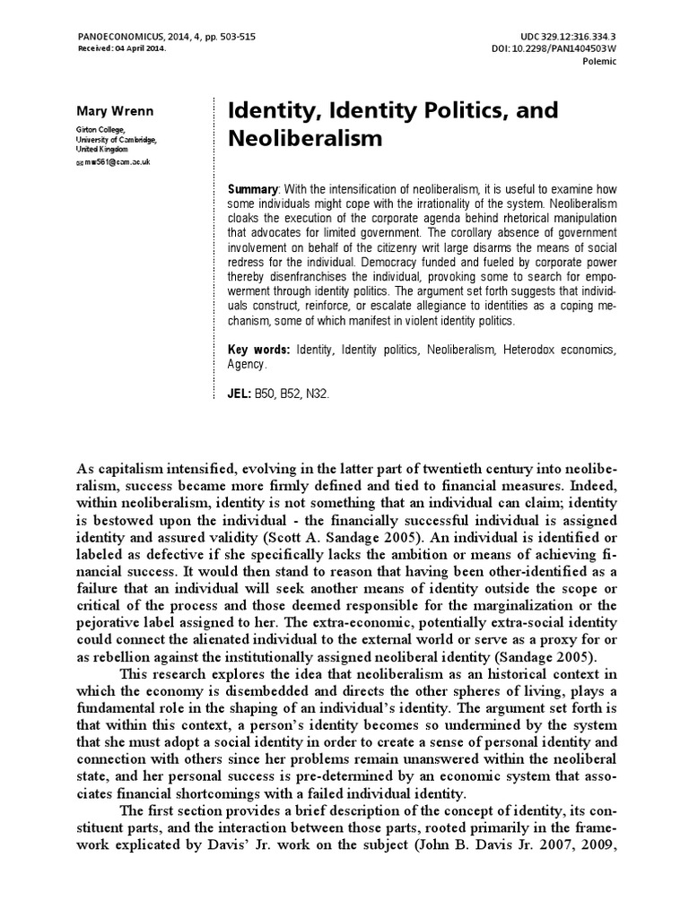 Identity Politics in Neoliberalism | PDF | Identity (Social Science ...